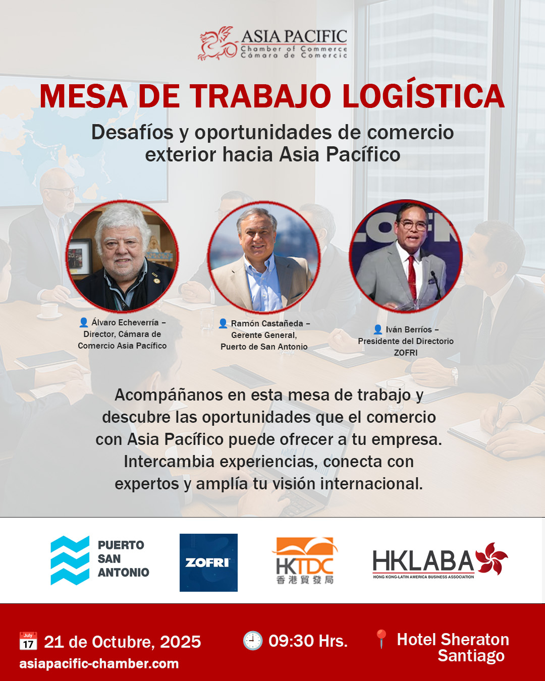 Afiche Mesa de Trabajo de Logística: Desafíos y Oportunidades de Comercio Exterior hacia Asia Pacífico
